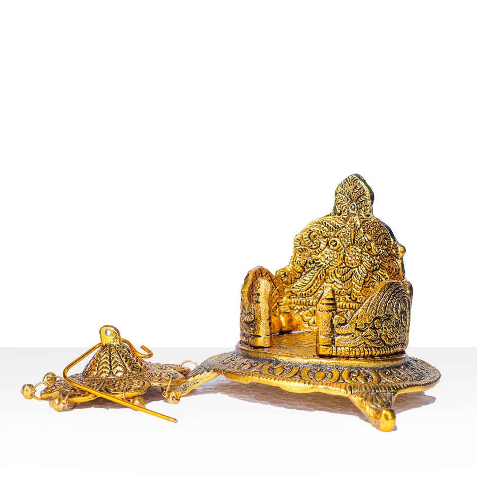 Singhashan for God Round Shape in Gold Polish | Devnidhi