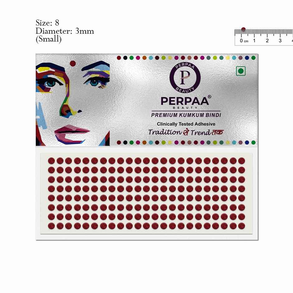 PERPAA Bindi Light Maroon | 1 Flap | Size 8 Diameter 3 mm | Round Kumkum Bindi for women