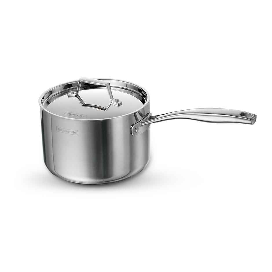 Tramontina Aeion Triply 18cm/2.9 liter Stainless Steel Sauce Pan with SS 304 Lid | Healthy, Non Toxic | Milk Pan/Tea Pan| Induction Friendly | Stay Cool Handle | NSF Certified | 10 Year Warranty
