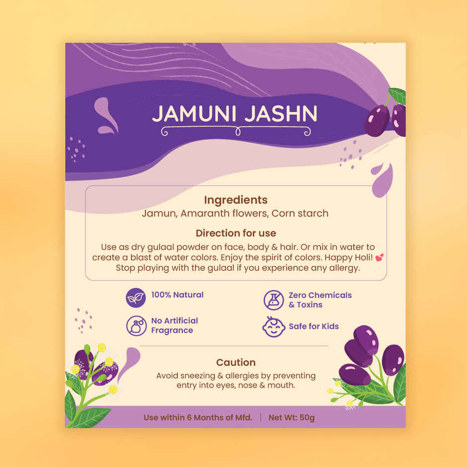 Nat Habit Natural Organic Holi Colour Gulal | Purple | Jamuni Jashn