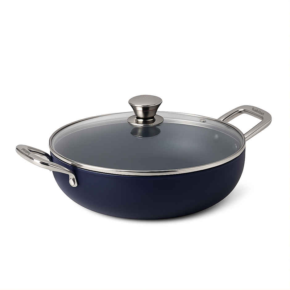 Habitat Ceramic Kadai With Glass Lid Xtreme Coating 28 Cm