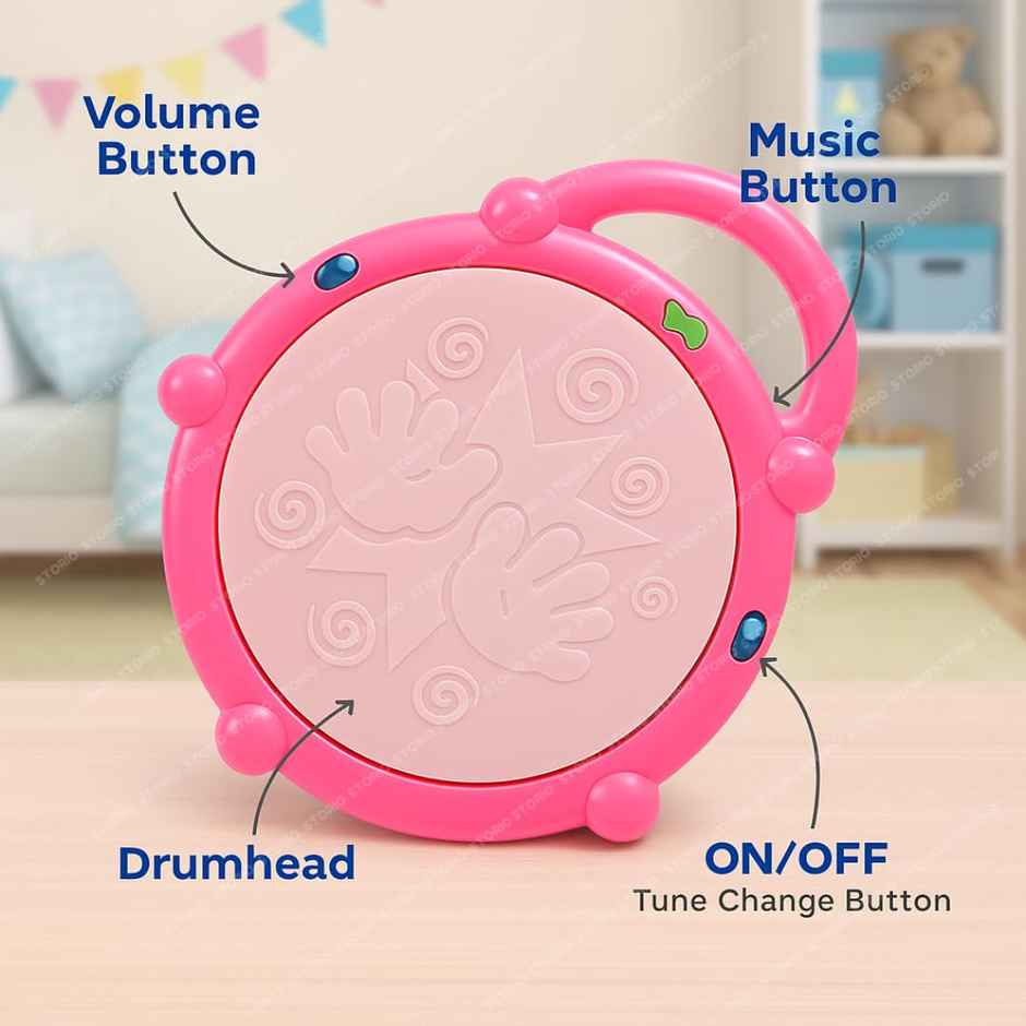 Storio Flash Drum Toy | Light & Music Drum Set with 2 Mallets