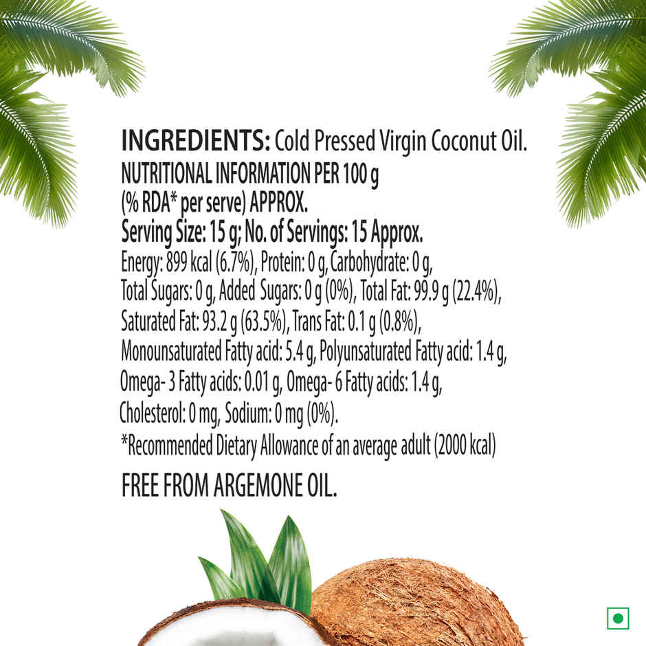 Del Monte Virgin Coconut Cold Pressed Oil (Nariyal Oil) | Multipurpose