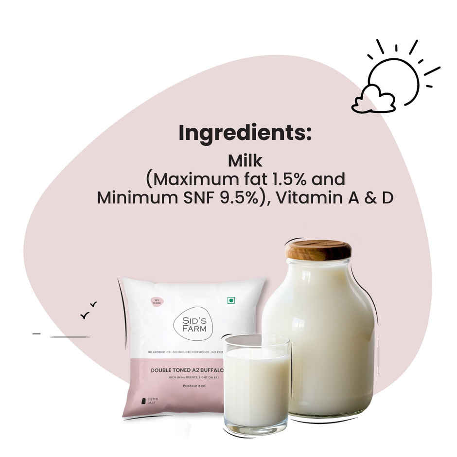 Sid's Farm A2 Buffalo Double Toned Fresh Milk | Pouch