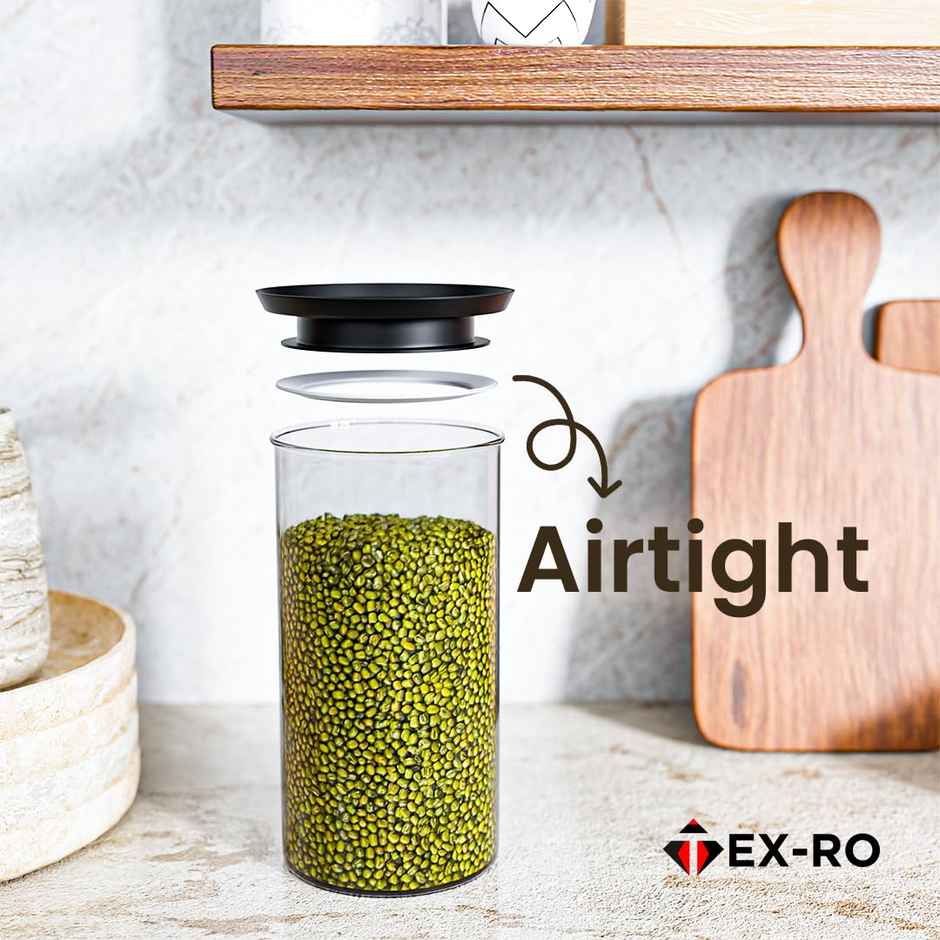 Tex-Ro Plastic Round Push Grocery Container for Kitchen Organizer - 1500 ml | Pack of 6