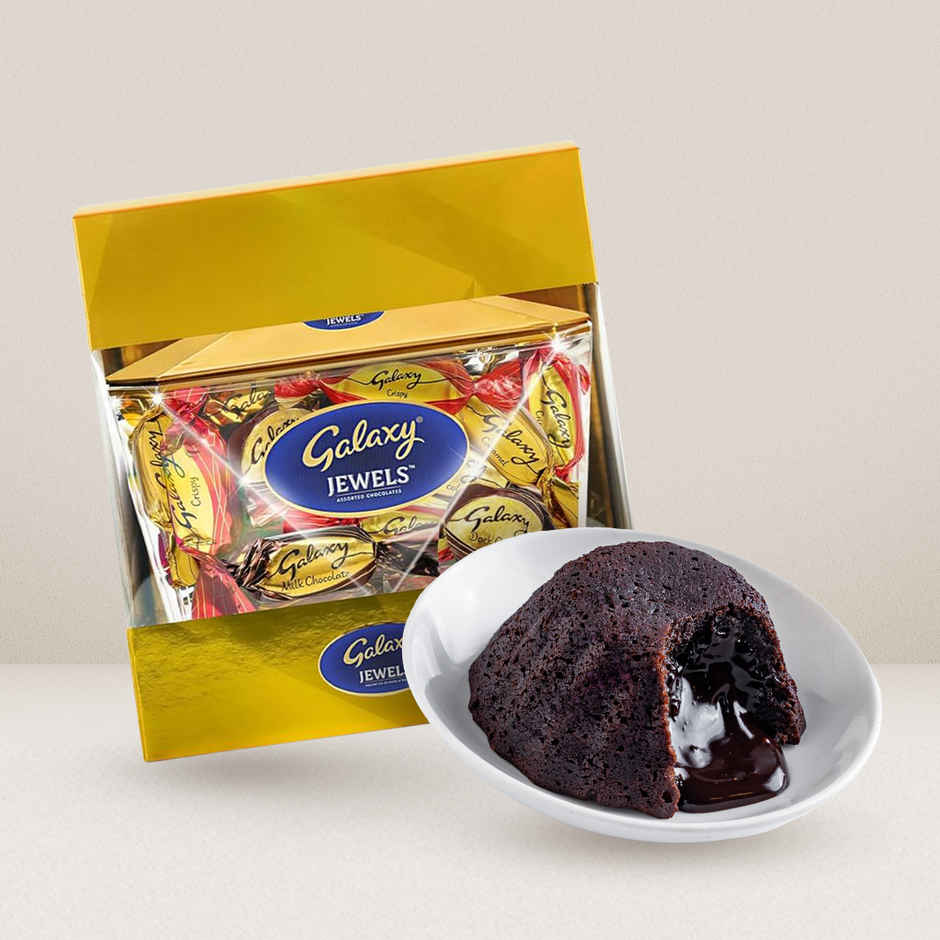 Galaxy Jewels Valentine'S Day Chocolate Pack Of  Imported Flavors & Choco Lava Cake Combo
