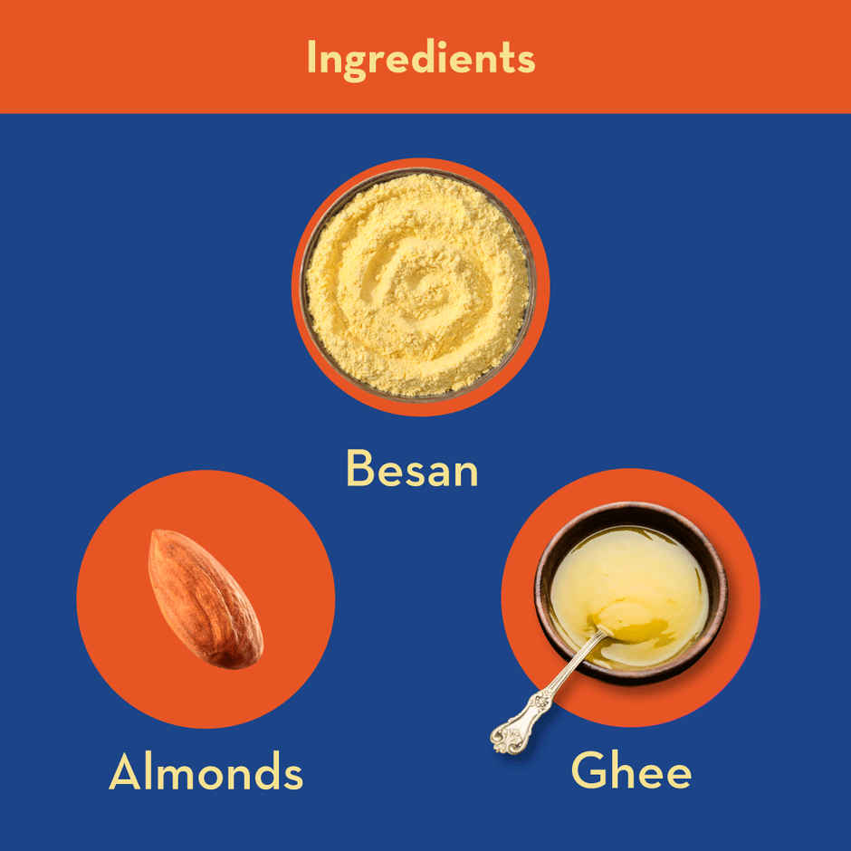 Besan Laddoo | With Ghee | Laddu | Sweets By Go Desi (180g) & Mysore Pak | Sweets By Go Desi (200g) Combo