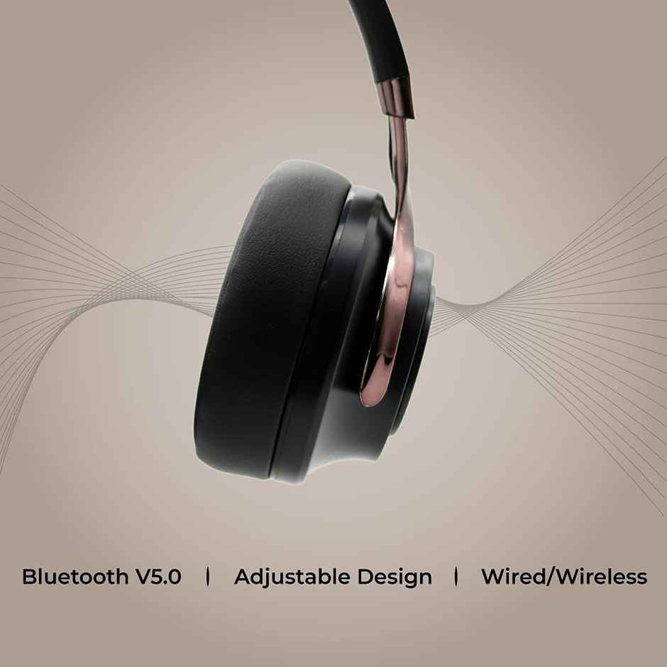 Hammer Bash Over The Ear Wireless Bluetooth Headphones With Mic, Deep Bass ,Bluetooth 5.0 - Black