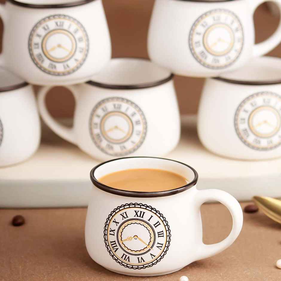 The Earth Store Cup O'clock Ceramic Tea Cups | 200 ml Microwave Safe Coffee Cup