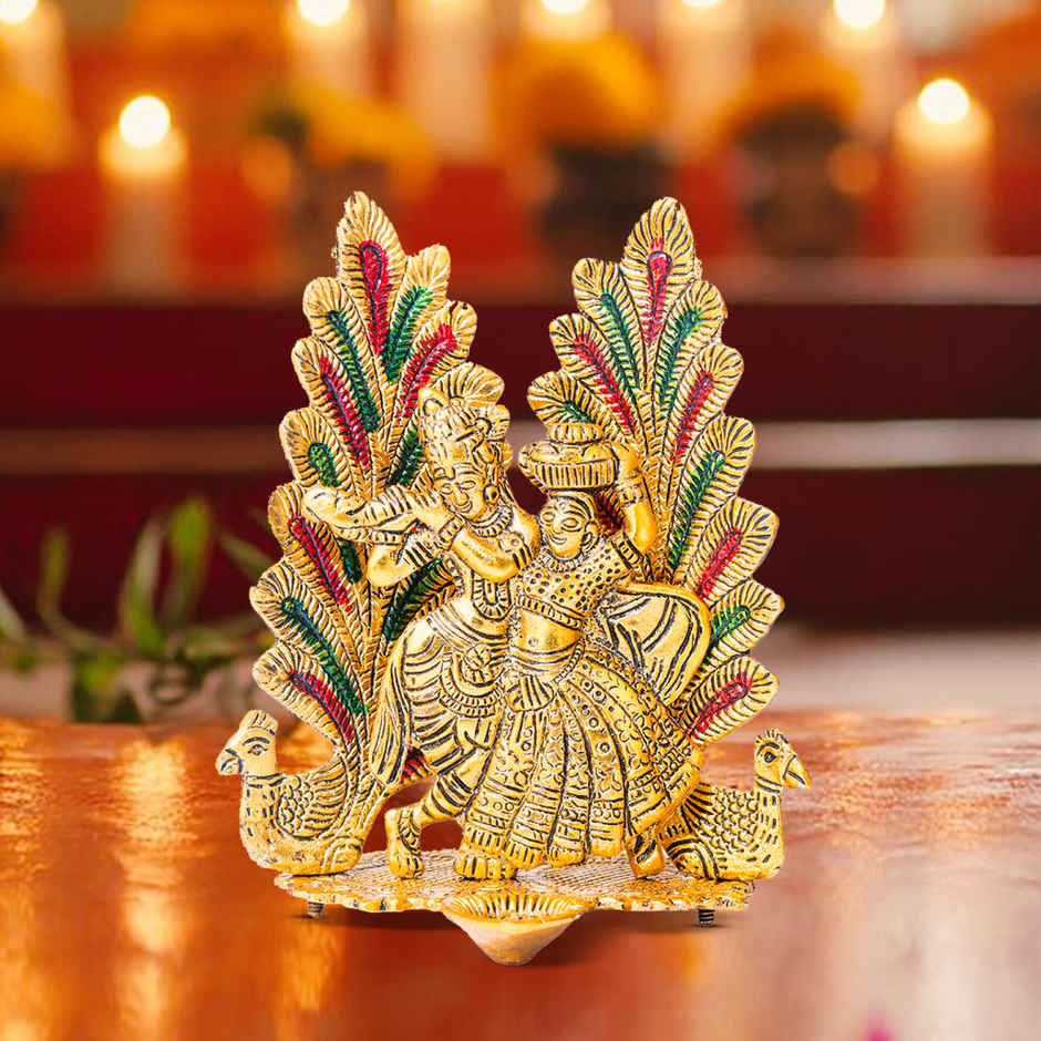 Traditional Peacock Design Diya | Golden | Metal | Diya-Pooja | Devnidhi