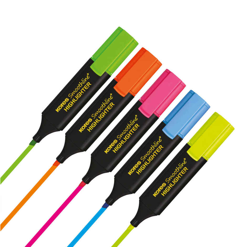 Kores Smoothline Plus Highlighter Pen | Assorted Pack of 5 Colours