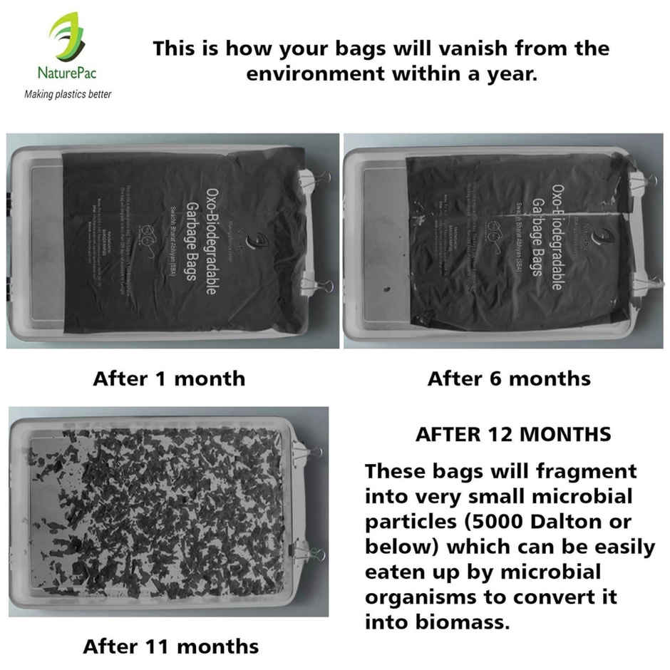 NaturePac Garbage Bag - Large| Black| Biodegradable 30 Pcss Pack of 2