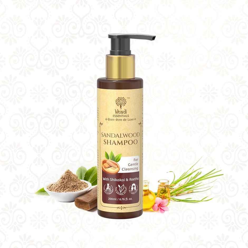 Khadi Essentials Sandalwood Hair Shampoo for Hair Fall Control - Sulfate & Paraben Free