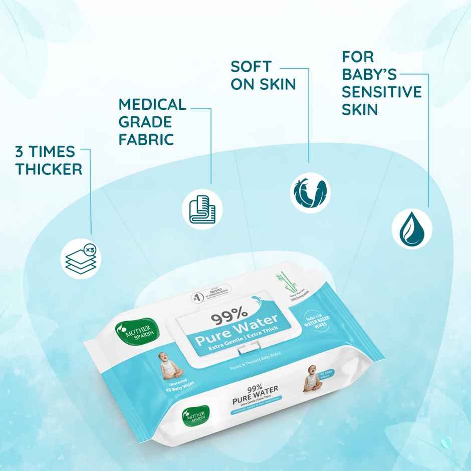 Mother Sparsh 99% Pure Water Unscented Baby Wipes | 72 Pulls Per Pack