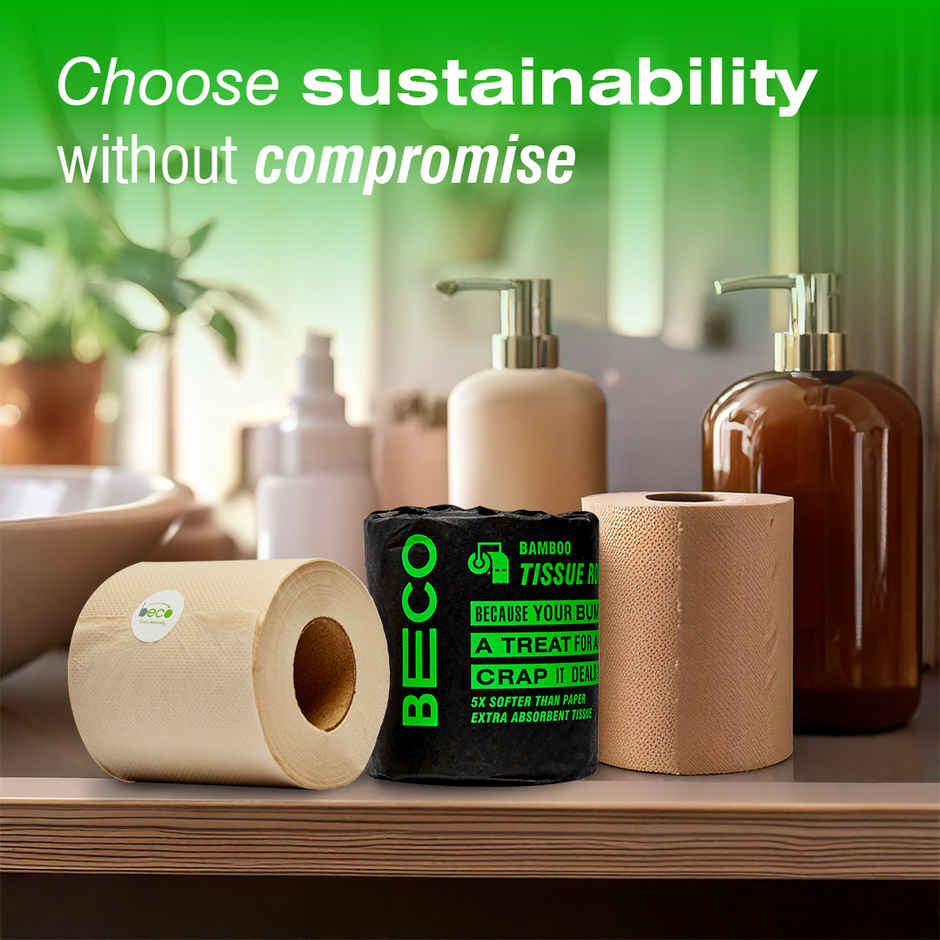 Beco Toilet Tissue Paper Roll - 3 Ply - Ecofriendly (6pc) & Beco Lemongrass & Basil Freshness Natural Disinfectant Floor Cleaner (500ml) Combo 