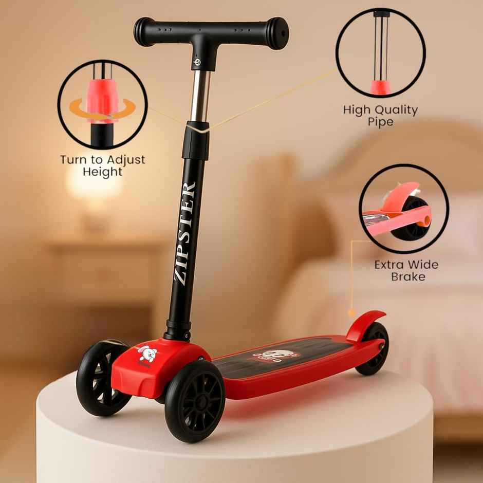 Storio Foldable Kick Scooter For Kids | Red And Black
