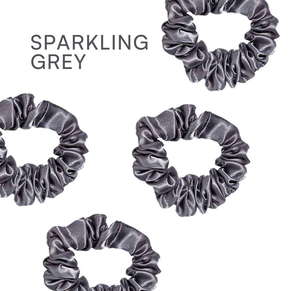 Gush Beauty Premium Hair Satin Rubber Band/Scrunchie Pack | Black, White & Gray