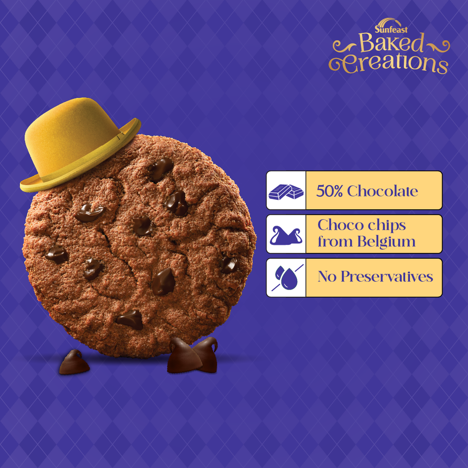 Rich Chocochip Cookies Crafted with Belgian Chocochips by Sunfeast Baked Creations
