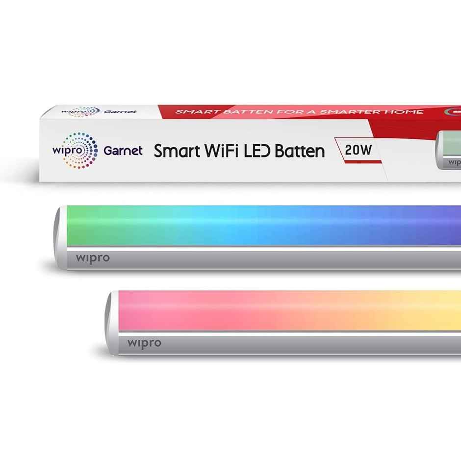 Wipro Next Smart Wi-Fi 20W CCT+RGB LED Batten | Compatible with Amazon Alexa and Google Assistant