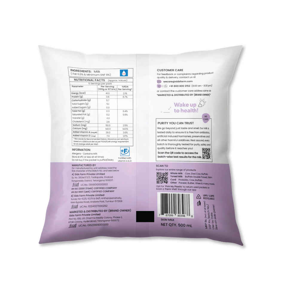 Sid's Farm Skim Fresh Milk | Pouch