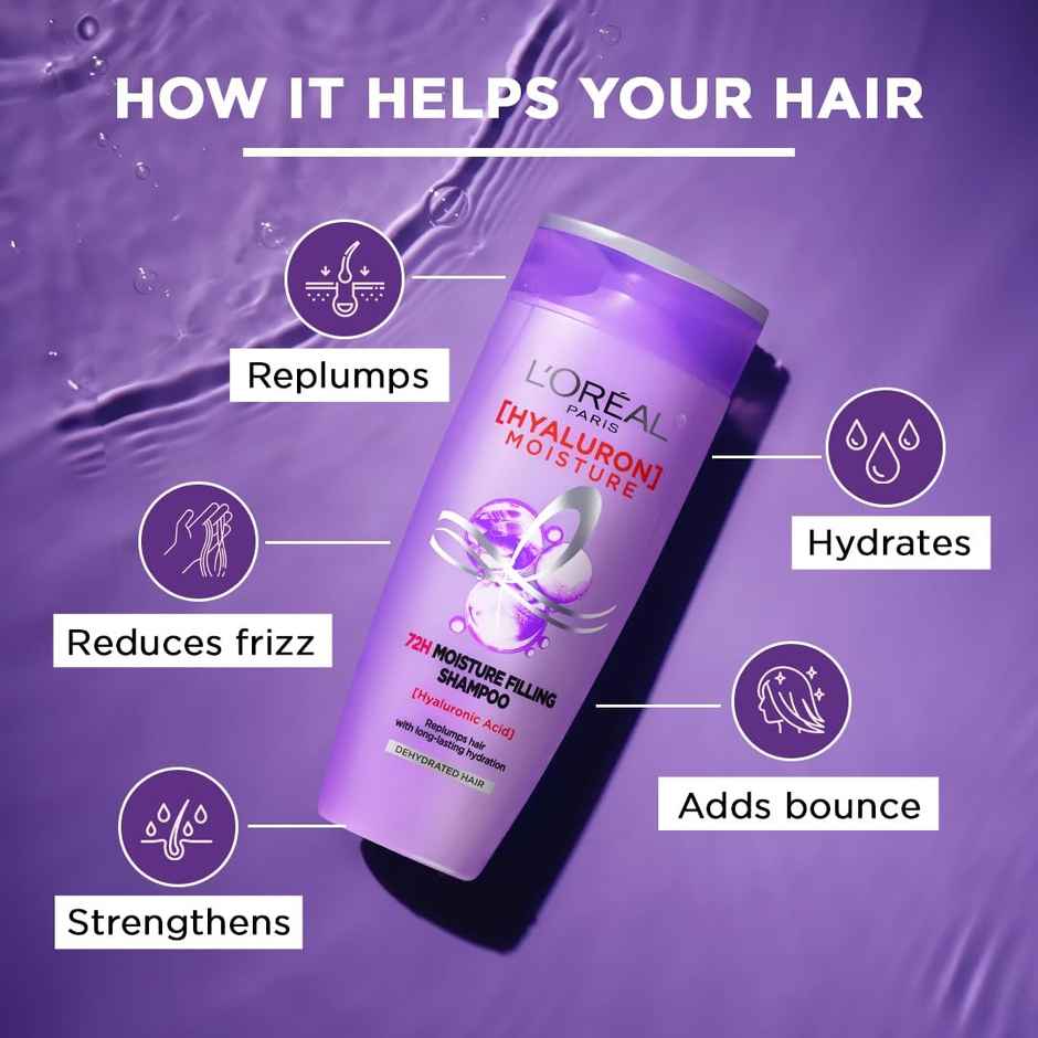 L'Oreal Paris Hyaluron Moisture Shampoo with Hyaluronic Acid for Dry & Dehydrated Hair