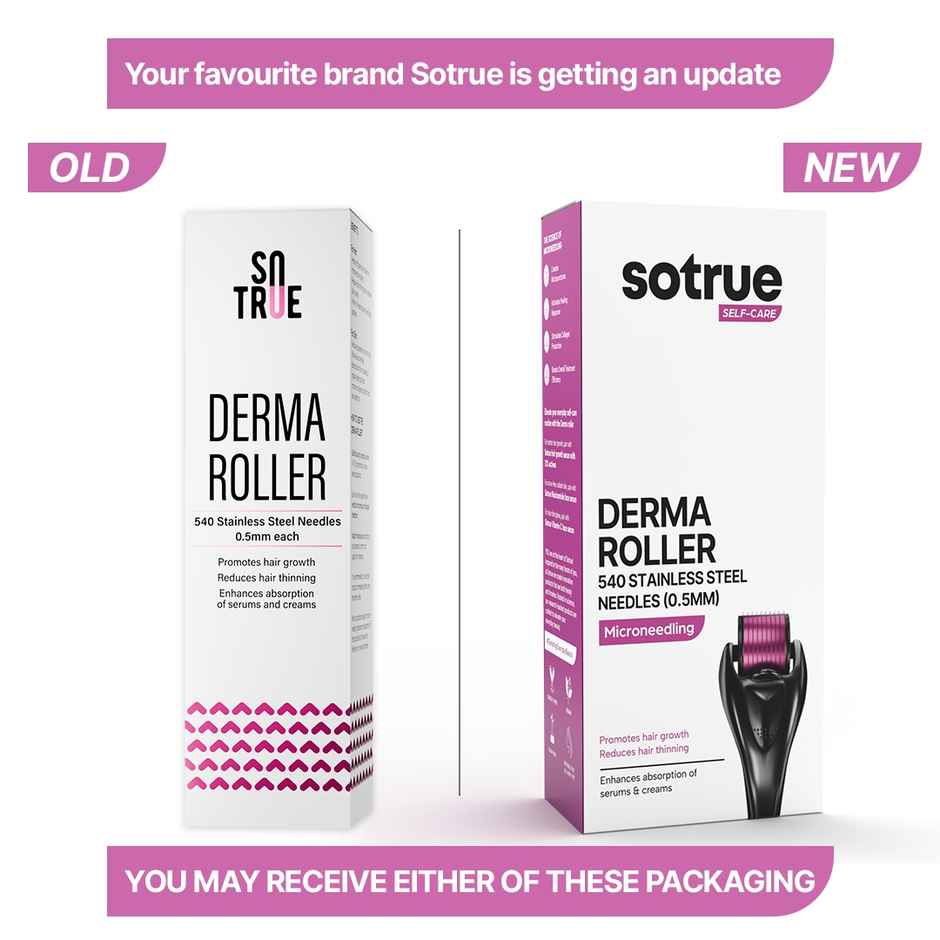 Sotrue Derma Roller 0.5 mm with 540 Stainless Steel Needles | Free Sanitizer 50ml
