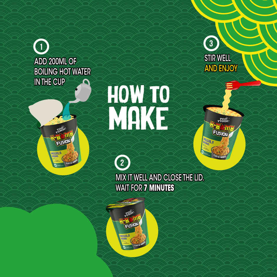 Too Yumm! K-Bomb Fusion Masala | Ready To Cook Instant Cup Noodles