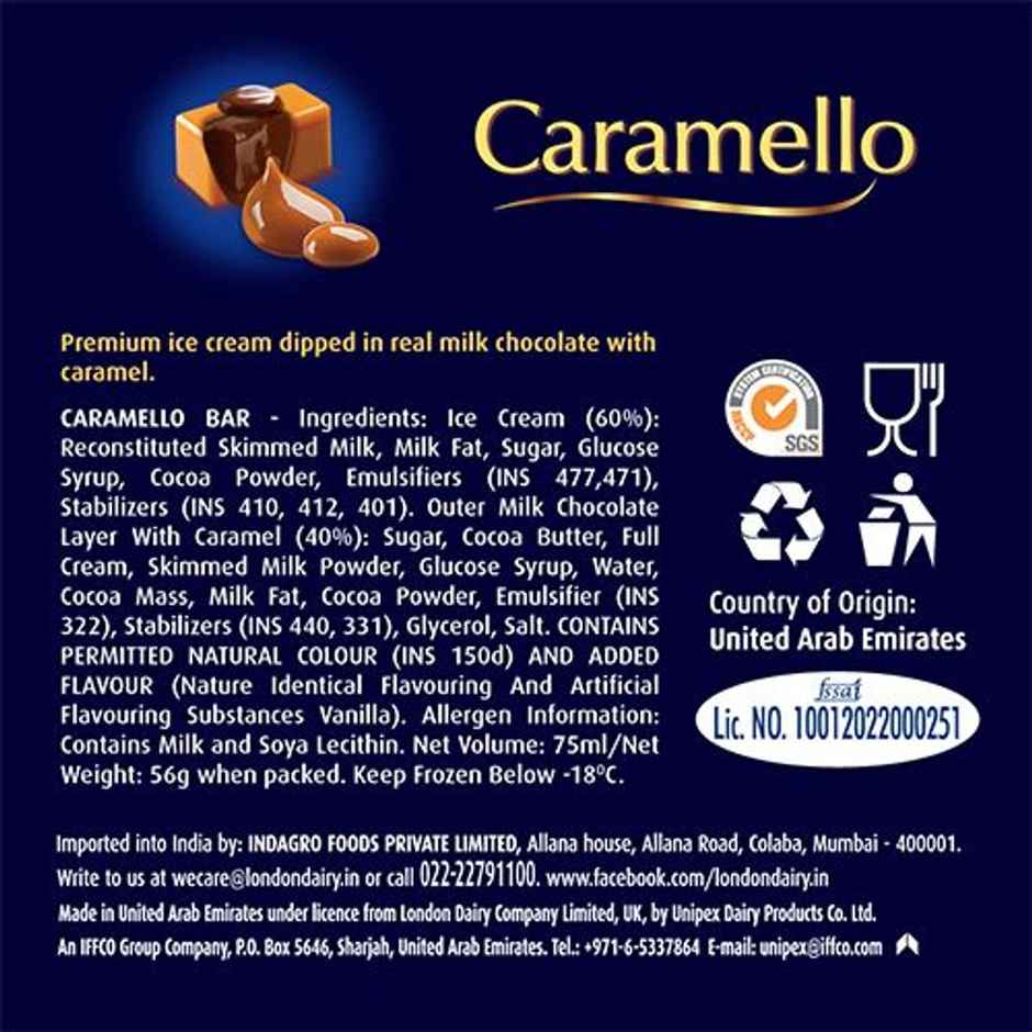 London Dairy Caremello Stickles Bar Ice Cream Stick