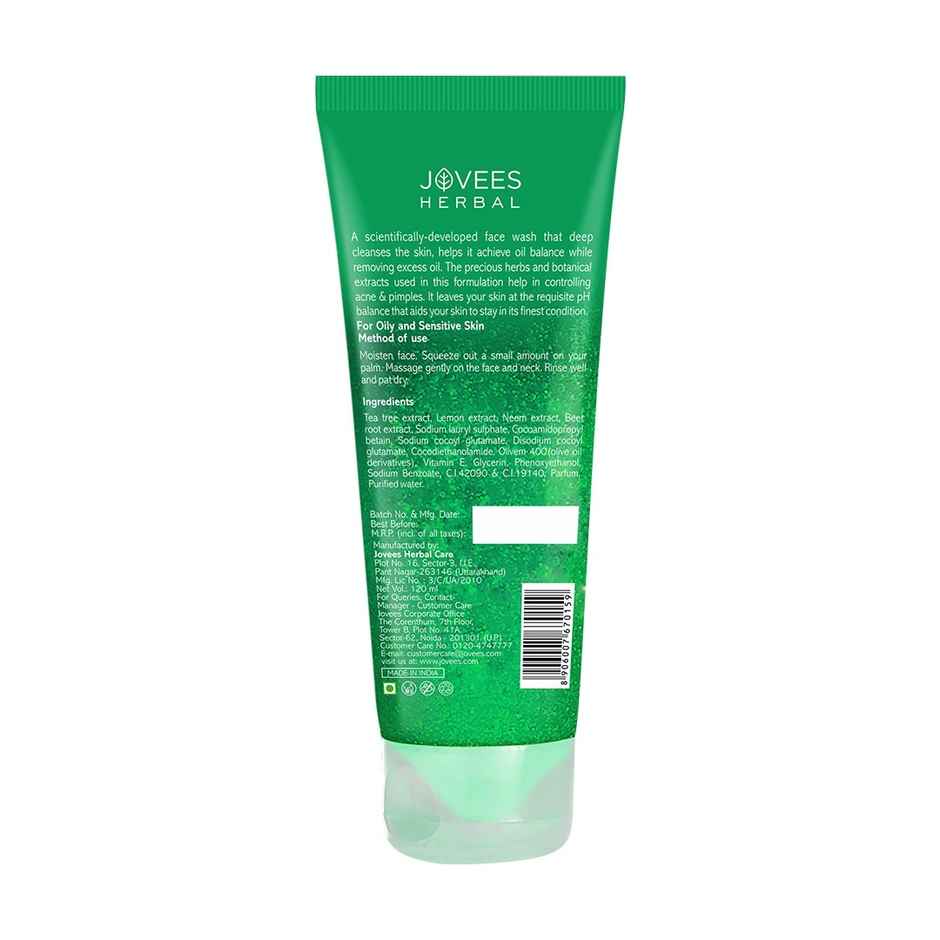 Jovees Herbal Tea Tree Oil Control Face Wash | Oily And Acne Prone Skin
