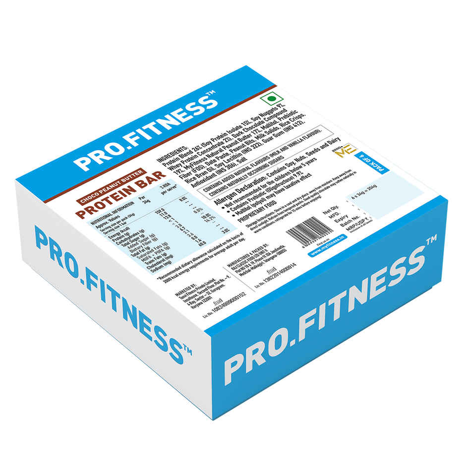 Pro.Fitness (11g) Protein Bar - Choco Peanut Butter | Pack of 6 |From makers of MyFitness peanut butter