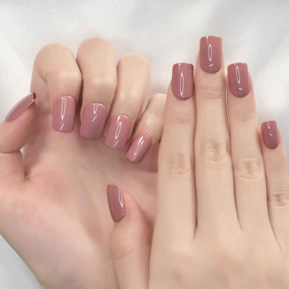 Pep Nails Back To Basics Medium Square Mauve Solid Reusable Press On Nails 24 Nail Tips