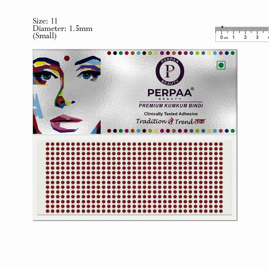 PERPAA Bindi Light Maroon | 1 Flap | Size 11 Diameter 1.5 mm | Round Kumkum Bindi for women