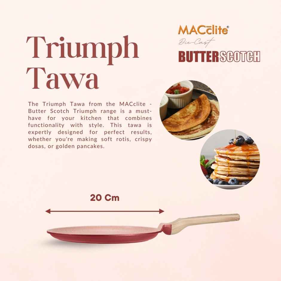 Macclite Non-Stick PDC Granite+ Induction Base Butter Scotch Triumph Tawa 20 cm