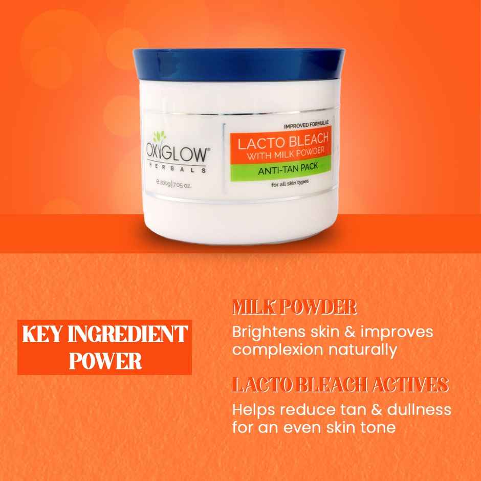 Oxyglow Herbals Lacto Bleach Cream Enriched With Milk Powder | Removes Tan & Hydrates The Skin