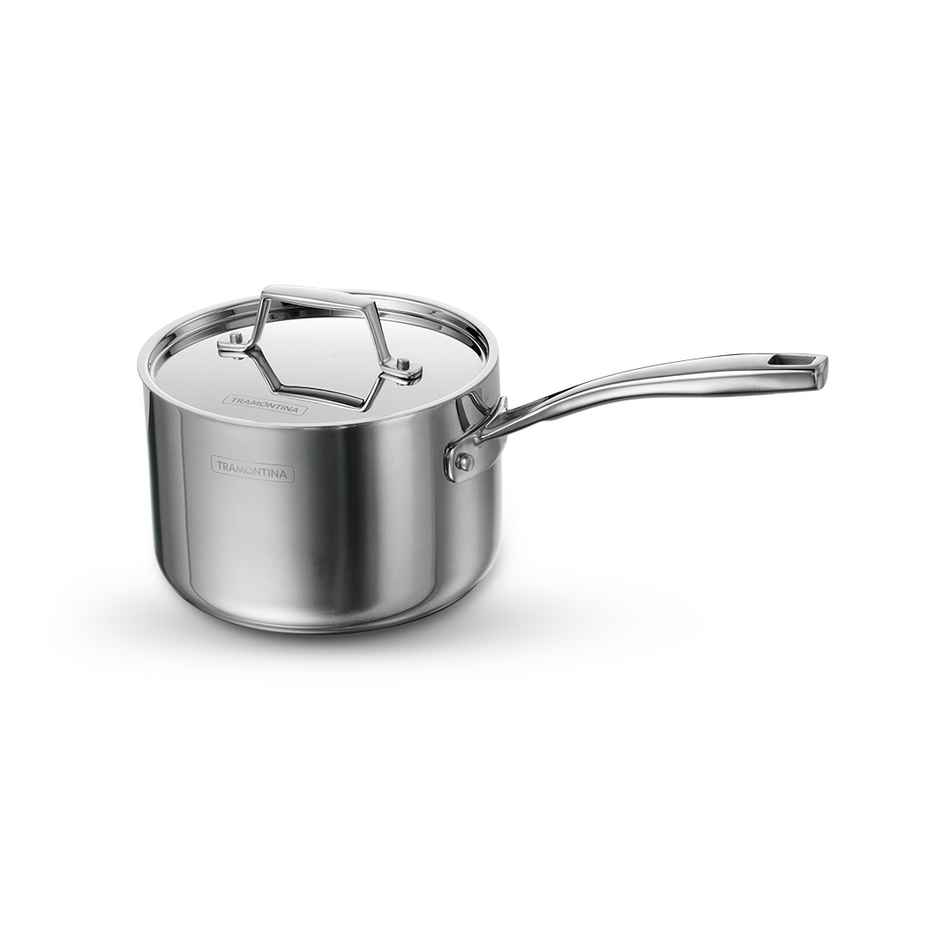 Tramontina Aeion Triply Sauce Pan | 16 cm | 2.1 L | Stainless Steel Lid | Induction Compatible