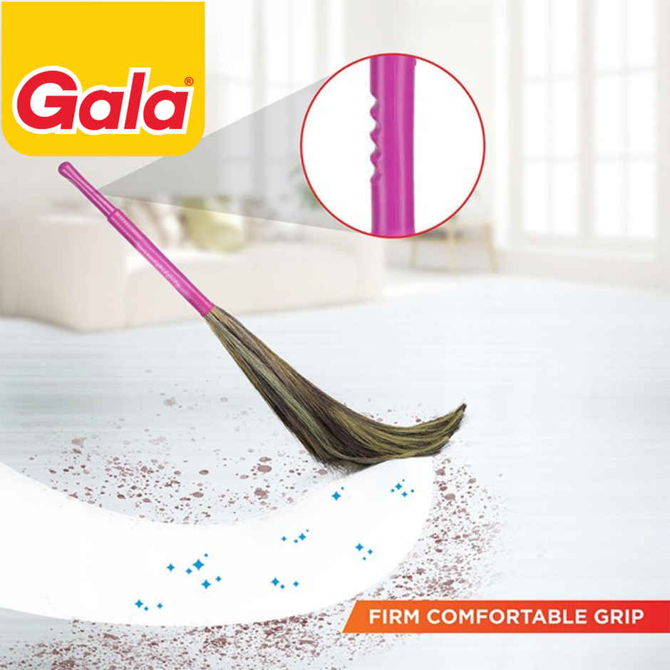 Gala Kingkong Grass Floor Broom | Jhadu Meghalaya Grass and Plastic, Brown and Pink