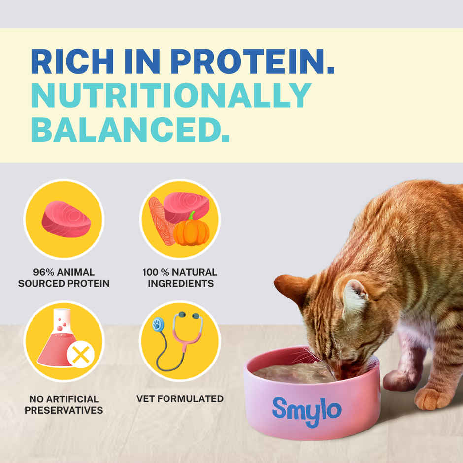 Smylo Kitten Tuna & Salmon Wet Cat Food, Fresh & Preservative-Free, For Shiny Coat & Healthy Growth