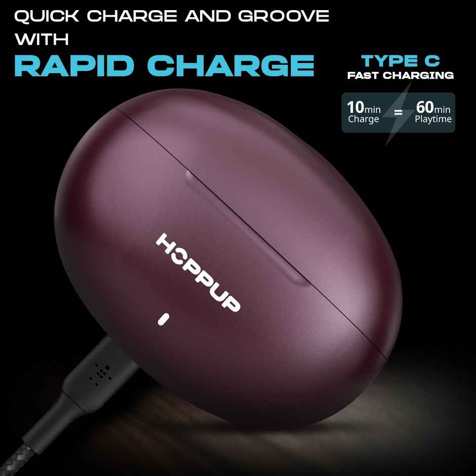 Airdoze S40 Earbuds With 13Mm Drivers, 40H Playtime, ENC & Type-C Bluetooth Headset (Wine)