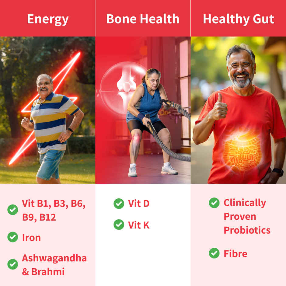 Good Monk 50+ Vitamin&Probiotic Mix | Boosts Energy | Bone & Gut Health | For Age 50+ | 30 Sachets