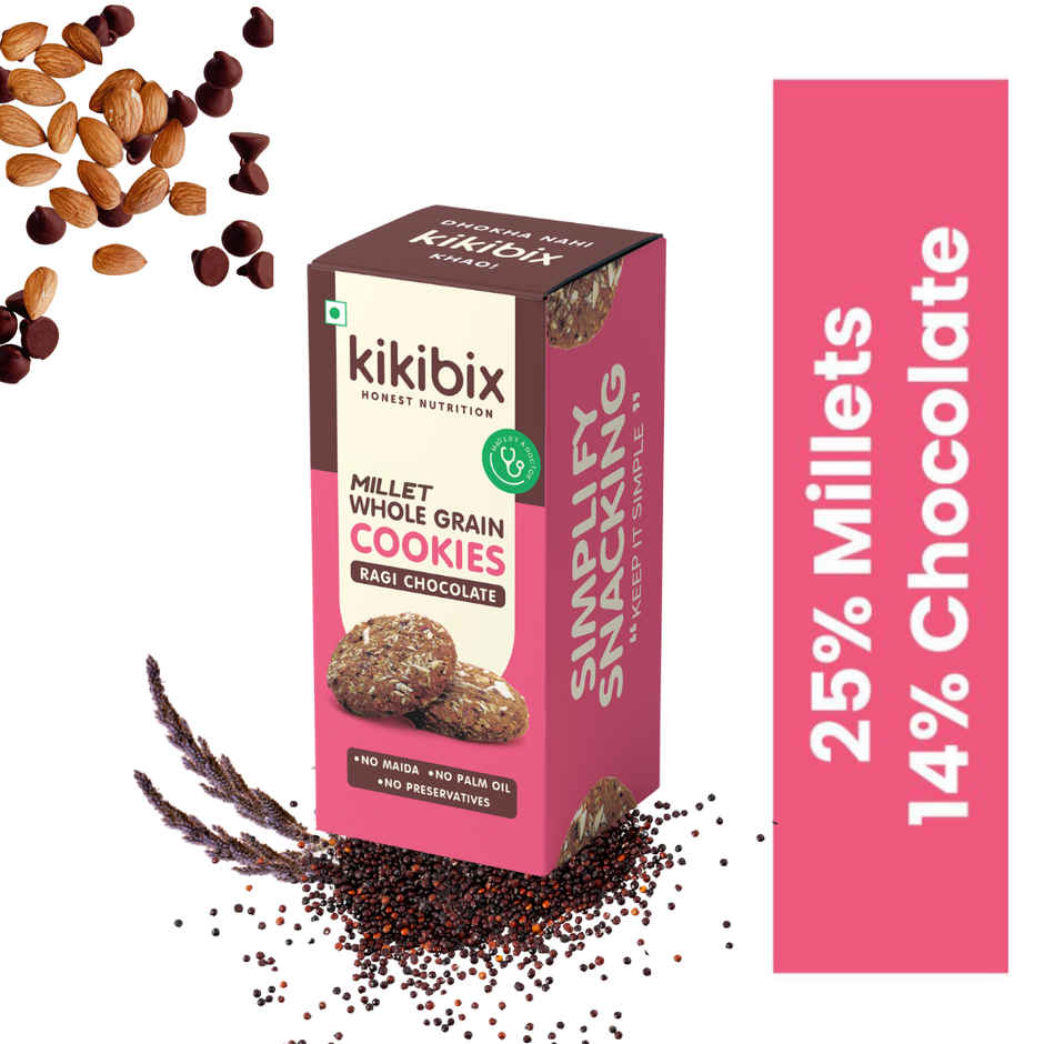 Kikibix Ragi Chocolate Cookies, Healthy Choco Biscuits, Millets, No Maida