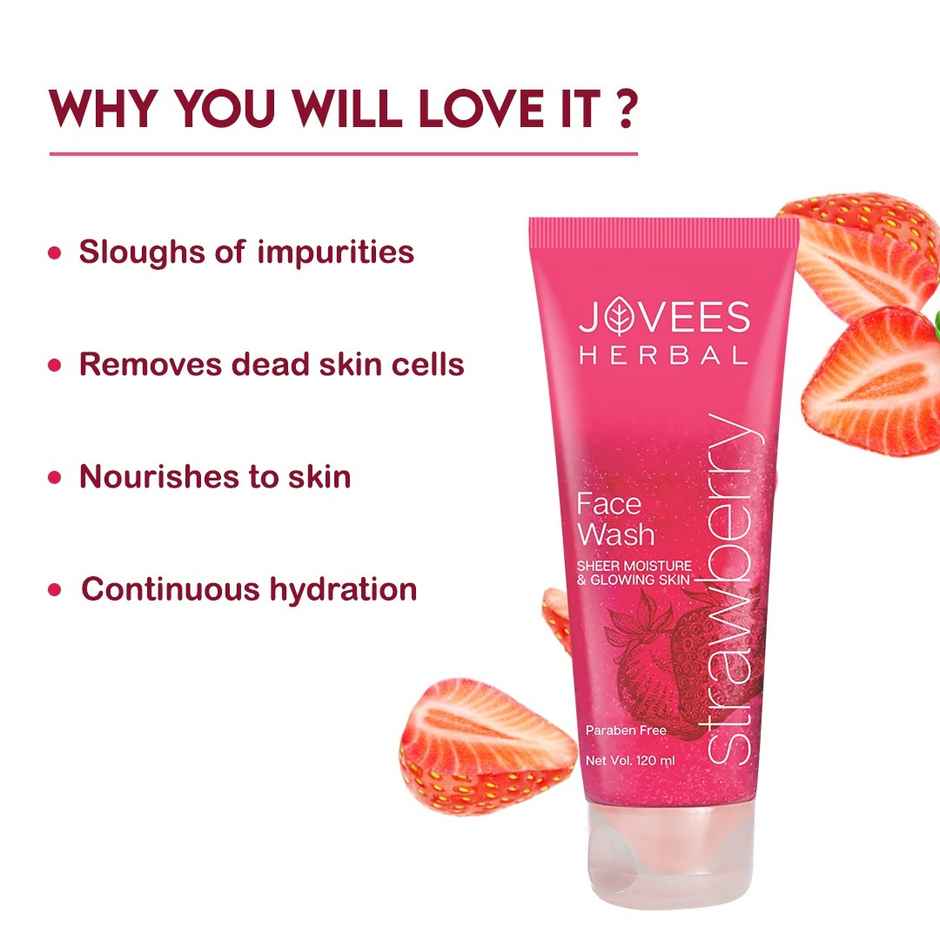 Jovees Herbal Strawberry Face Wash | Normal To Dry Skin | Hydrating