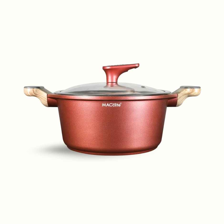 Macclite Non-Stick PDC Granite+ Induction Base Butter Scotch Triumph Casserole 20 cm with Glass Lid