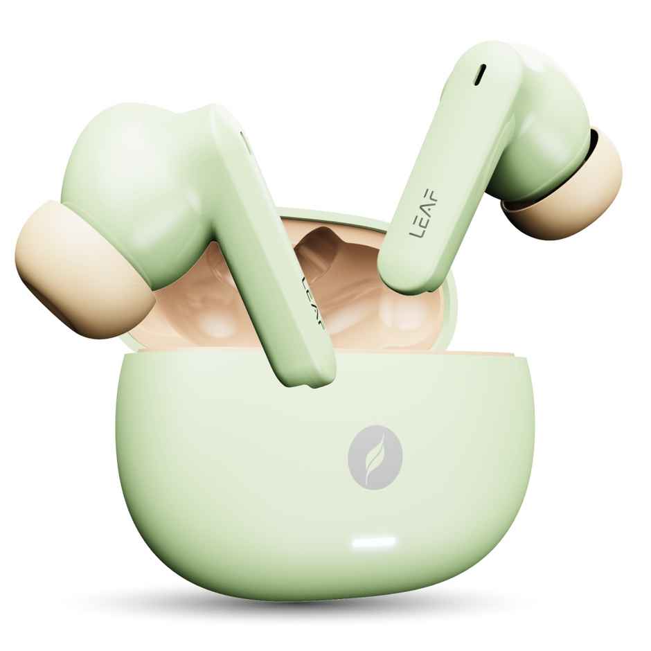 Leaf Buds X334 True Wireless in Ear Earbuds AI Sound App, 40H Playtime, Quad Mic with ENC, Matcha