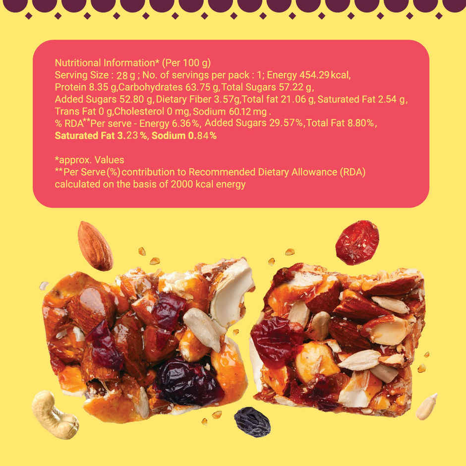 Dry Fruit Chikki 45% Dry Fruits Bar | GO Desi