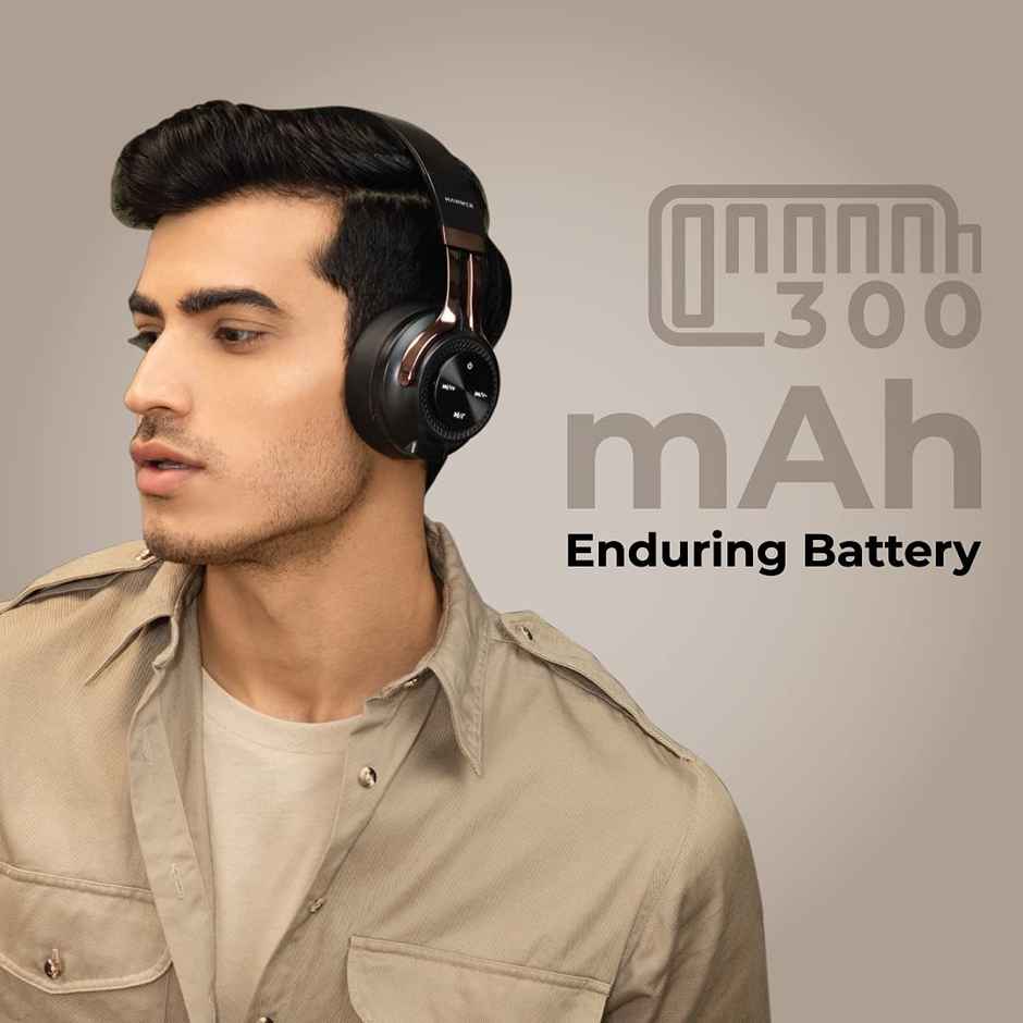 Hammer Bash Over The Ear Wireless Bluetooth Headphones With Mic, Deep Bass ,Bluetooth 5.0 - Black