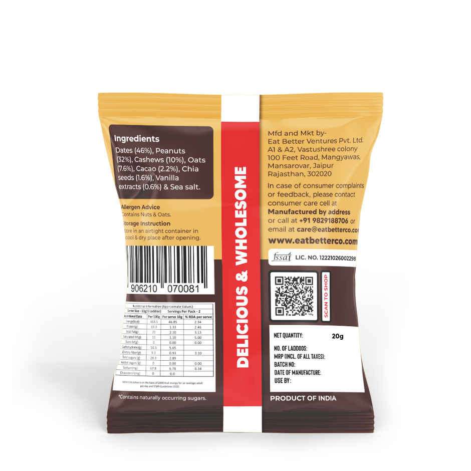 Eat Better Co Peanut Chocolate Sugar-Free Laddu