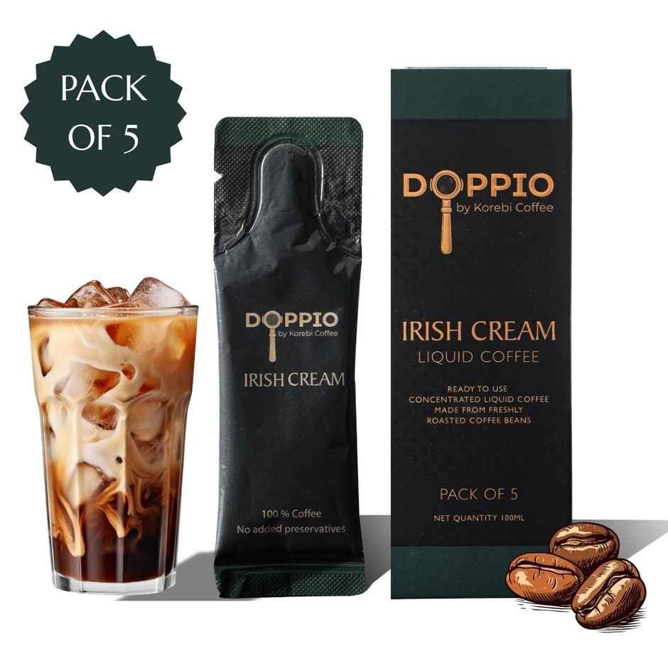 Doppio By Korebi Coffee Irish Cream - Artisan Instant Liquid Coffee Concentrate|5-Pack| 20 ml Each