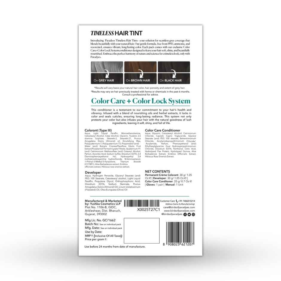 Paradyes Timeless Hair Tint Natural Hair & Beard Color - Natural Black