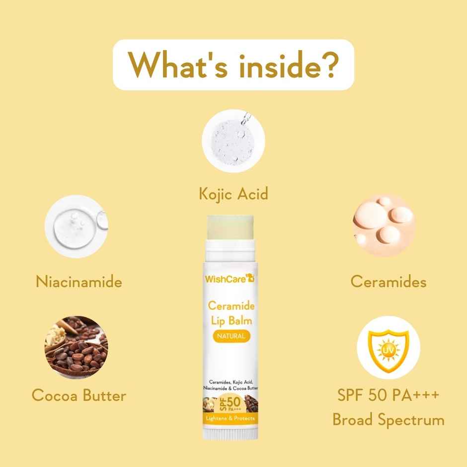 Wishcare Ceramide Lip Balm With SPF 50 PA+++ - Kojic Acid & Niacinamide - For Lip Lightening