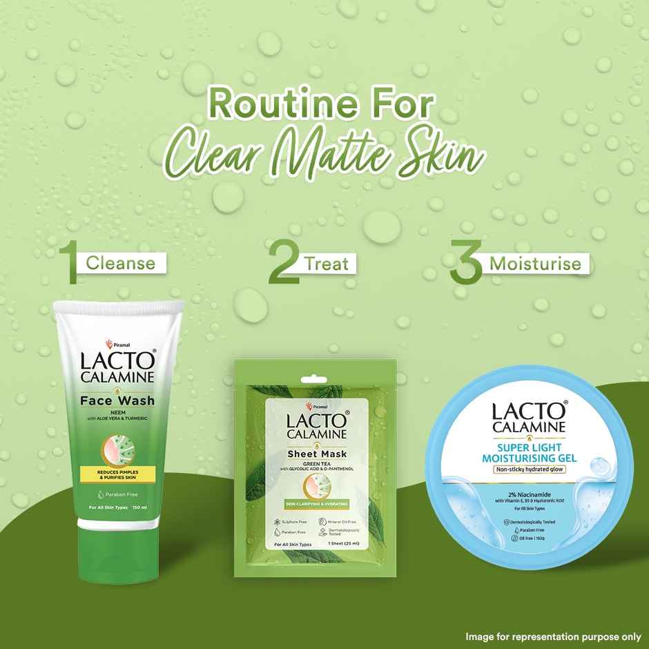 Lacto Calamine Green Tea Face Sheet Mask for Hydration, Calm & Clear Skin that Soothes Acne